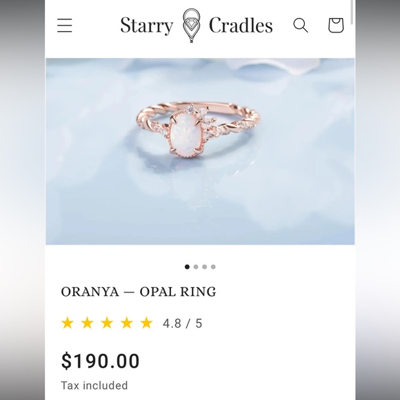 Handmade 18K Rose Gold Vermeil Opal and White Zircon Ring Size 10 - Picture 9 of 11